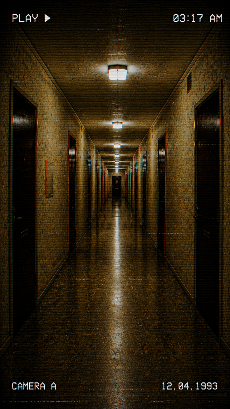 Recovered corridor image labelled camera A during a 03:17 transfer.